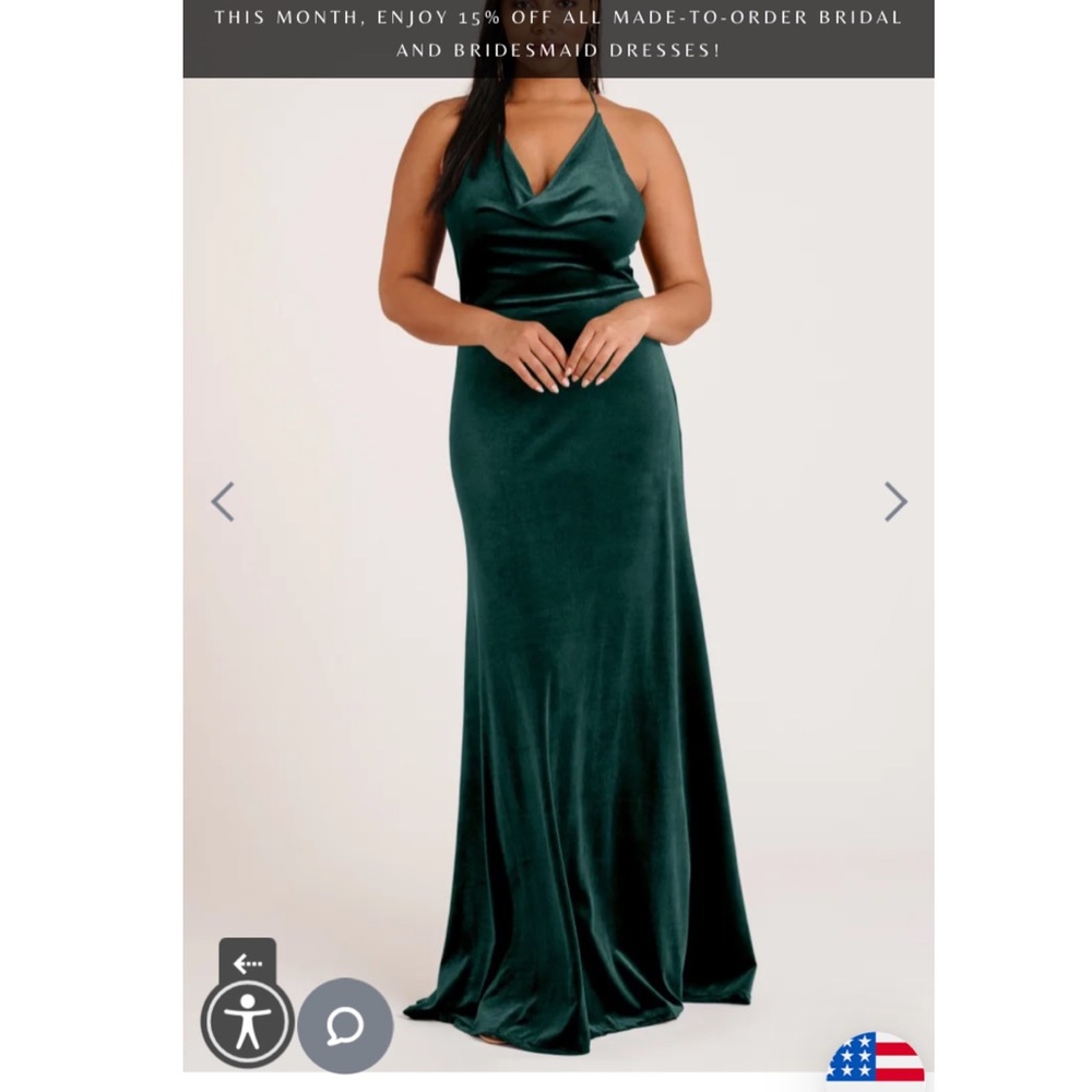 Jenny Yoo green velvet bridesmaids dress